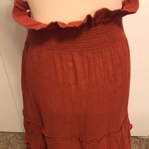 Free People Burnt Orange Tiered Maxi Skirt